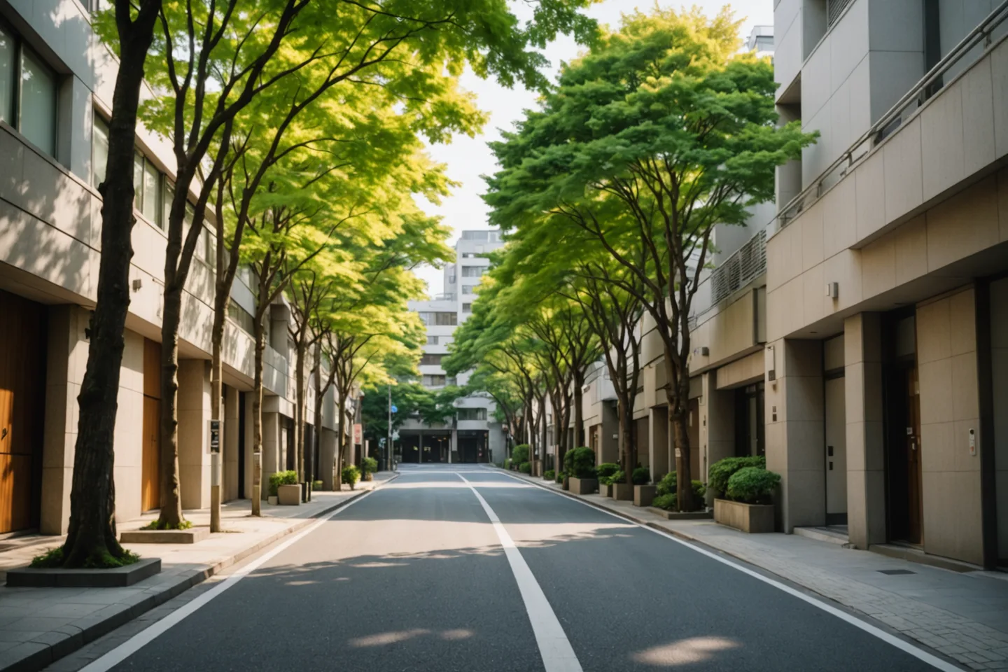 Jingumae side street in morning light, Tokyo